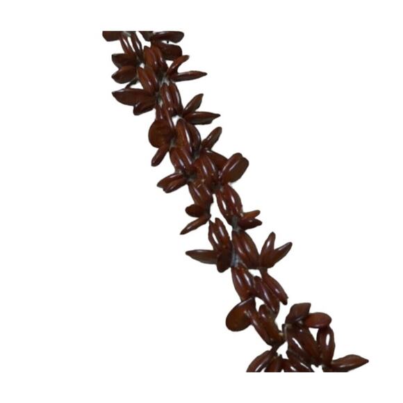 Vintage 1970's Hawaii Hawaiian Koa Apple Seed Brown Tourist Lei Necklace 42" - Picture 1 of 4